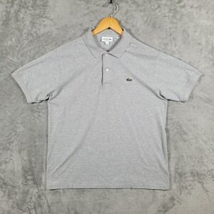 Lacoste Polo Shirt Mens Large 5 Gray Classic Fit Short Sleeve Embroidered Logo